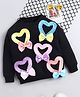 NAVKIYA G Fleece Knit Full Sleeves Heart & Bow Applique Detailed Light Winter Sweatshirt - Black