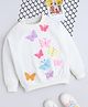 NAVKIYA G Fleece Knit Full Sleeves Butterfly Applique Detailed Light Winter Sweatshirt - Off White