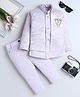 Fourfolds Woven Full Sleeves Beads Embellished Abstract Embroidered Sherwani With Pant & Jacket Set - Lavender