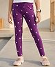 Pine Kids Cotton Lycra Knit Full Length Star Printed Leggings - Purple