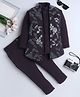 Fourfolds Cotton Blend Woven Full Sleeves Floral Design Sequins Embellished Sherwani & Trouser Set With Jacket - Wine