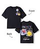 Primo Gino 100% Cotton Drop Shoulder Half Sleeves Oversized Tropical Theme Printed T-Shirt - Black