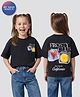 Primo Gino 100% Cotton Drop Shoulder Half Sleeves Oversized Tropical Theme Printed T-Shirt - Black