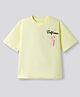Primo Gino Cotton Knit Drop Shoulder Half Sleeves Oversized T-Shirt With California Embroidery - Yellow