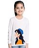 NUSYL Cotton Knit Full Sleeves Girl Printed Tee - White