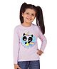 NUSYL Cotton Knit Full Sleeves Cute Panda & Rainbow Printed Tee - Lilac