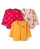 Babyhug 100% Cotton Interlock Knit Jhablas With Floral Print Pack Of 3 - Red Mustard & Cream
