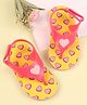 Babyoye Velcro Closure Flip Flops with Heart Print - Yellow