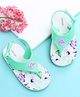 Babyoye Velcro Closure Flip Flops with Floral Print - Teal Blue