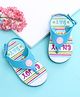 Babyoye Velcro Closure Flip Flops with Text Print -  Blue