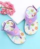 Babyoye Velcro Closure Flip Flops with Beach Theme  Print - Lavender
