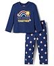Babyhug Cotton Knit Full Sleeves Night Suit With Floral Print - Navy Blue