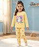 Babyhug Cotton Knit Full Sleeves Night Suit With Unicorn Print - Yellow