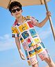 OLLINGTON ST. Cotton Co-Ord Set Of Beach Theme Printed Half Sleeves Shirt & Shorts - Multicolor
