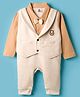 Mini Taurus Intterlock Knit Party Romper with Patch Detailing - Beige