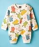 Mini Taurus Interlock Knit Full Sleeves Romper With Dino Print - Off White