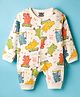 Mini Taurus Interlock Knit Full Sleeves Romper With Dino Print - Off White