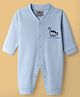 Mini Taurus Interlock Knit Full Sleeves Sleep Suit With Dino Embroidery - Light Blue