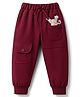 Mini Taurus Looper Knit Full Length Lounge Pant with Embroidry - Maroon