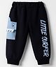 Mini Taurus Looper Knit Full Length Lounge Pant with Text Graphic - Navy Blue
