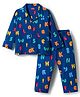 Babyhug Cotton Knit Full Sleeves Co-ords Night Suit with Alphabet Print - Navy Blue