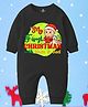 The Peppy Tend 100% Cotton Knit Christmas Theme Full Sleeves My First Christmas With Mom & Dad Text Printed Romper - Black