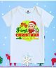 The Peppy Tend 100% Cotton Knit Christmas Theme Half Sleeves My First Christmas With Mom & Dad Printed Half Romper - White