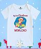 The Peppy Tend 100% Cotton Knit Christmas Theme Half Sleeves My First Christmas With Mom & Dad Text Printed  Romper - White