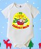 The Peppy Tend 100% Cotton Knit Christmas Theme Half Sleeves My First Christmas Text Printed Onesie - White