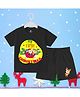 The Peppy Tend Christmas Theme 100% Cotton Knit Half Sleeves My First Christmas Printed Tee & Shorts Set - Black