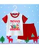 The Peppy Tend Christmas Theme 100% Cotton Knit Half Sleeves Merry Christmas Text Printed Tee & Shorts Set - White & Red