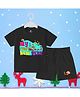 The Peppy Tend New Year Theme 100% Cotton Knit Half Sleeves My First New Year Text Printed Tee & Shorts Set - Black