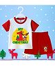 The Peppy Tend Christmas Theme 100% Cotton Knit Half Sleeves My 1st Christmas Text Printed Tee & Shorts Set - White & Red