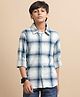 The Lion and the Fish Viscose Woven Full Sleeves Checked Shirt - Blue