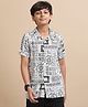 The Lion & the Fish Viscose Woven Half Sleeves Doodle Printed Shirt - White Black