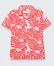 The Lion and the Fish Woven Half Sleeves Leaves Printed Shirt - Coral Orange