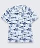 The Lion and the Fish Woven Half Sleeves Island Printed Shirt - Ivory Navy
