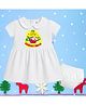 The Peppy Tend 100% Cotton Knit Christmas Theme Half Sleeves My First Christmas Text Printed Dress With Bloomer - White