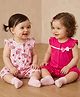 Babyoye 100% Cotton Knit Frill Sleeves Floral Printed Rompers With Eco Jiva Finish Pack Of 2 - Multicolour