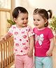 Babyoye 100% Cotton Interlock Knit Half Sleeves T-Shirt With Eco Jiva Finish & Floral Print Pack Of 2 - Pink & White