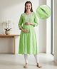 Bella Mama Woven Three Fourth Sleeves Maternity Kurta with Embroidery - Green