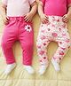 Babyoye 100% Cotton Knit With Eco Jiva Finish Full Length Leggings with Floral Print Pack of 2 - Pink & White