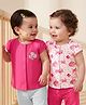 Babyoye 100% Cotton Interlock Knit Cap Sleeves Jhablas With Eco Jiva Finish & Floral Print Pack Of 2 - Pink & White