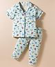 CUCUMBER Sinker Knit Half Sleeves Co-ord Night Suit With Heart & Rainbow Print - Light Blue