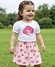 Babyoye 100% Cotton Knit With Eco Jiva Finish Half sleeves Top & Skirt Set With Floral Print - White & Pink