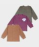 Mi Arcus Knit Pack Of 3 Full Sleeves Striped & Elephant Printed Thermal Vest Set - Multi Colour