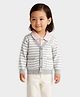 Mi Arcus 100% Cotton Knit Full Sleeves Striped Cardigan With  Tee - Grey & Pink