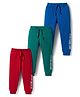 Babyhug Single Jersey Knit Full Length Lounge Pant With Text Print Pack Of 3 - Red Blue & Green