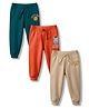 Babyhug Cotton Single Jersey Knit Full Length Lounge Pant With Animal Print Pack Of 3 - Teal Blue Orange & Beige
