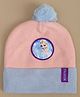 Kidsville Disney Frozen Featuring  Elsa Patch Detailed Beanie - Peach & Blue - Cirucumference - 54 Cms